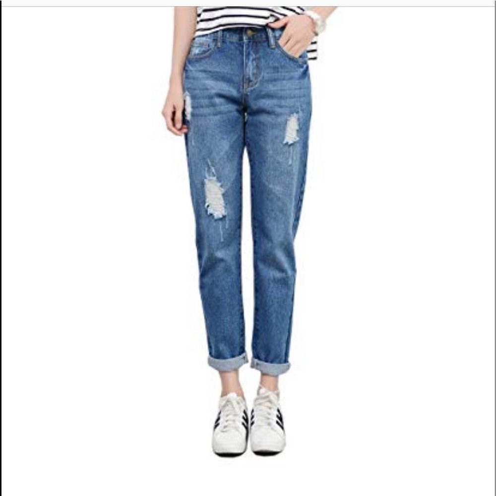 NEW Distressed Boyfriend Jeans, Size 3